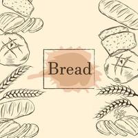 Background with loaves of bread and spikelets of grains vector illustration