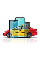 Delivery Taxi service with smartphone application vector