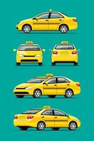 Ilustración de vector de transporte de servicio de coche de taxi amarillo