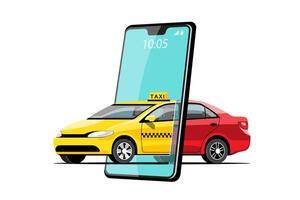 Delivery Taxi service with smartphone application vector