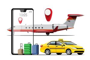 Delivery Taxi service with smartphone application vector