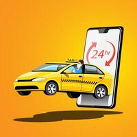 Servicio de taxi de entrega con vector de aplicación de teléfono inteligente