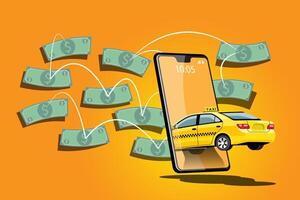 Servicio de taxi de entrega con vector de aplicación de teléfono inteligente