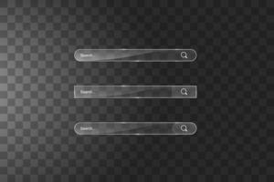 Search bar template. Vector web search illustration. Transparent glass search bar