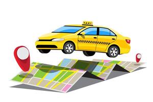 Conjunto de ilustración de vector de transporte de servicio de coche de taxi colorido