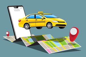 Delivery Taxi service with smartphone application vector