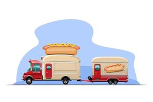 Trailer food truck drawing design style flat vector