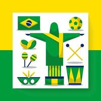 símbolo de dibujo e iconos de brasil en vector de dibujos animados