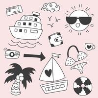 Set of summer holiday hand drawing sketch vector