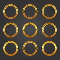 Game golden frame with circle shape vector