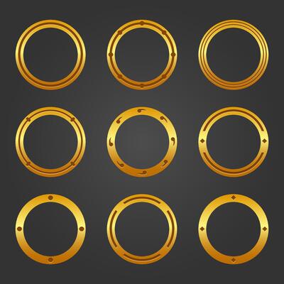 Game golden frame with circle shape vector