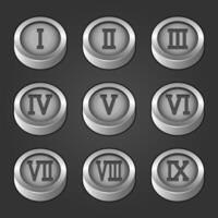 Set of Roman numeral silver coins vector