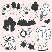 Set of summer holiday hand drawing sketch vector