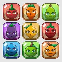 Puzzle game cute fruit and vegetable blocks vector