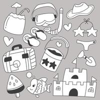 Set of summer holiday hand drawing sketch vector