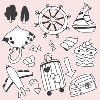 Set of summer holiday hand drawing sketch vector