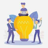 Business people with bulb light idea vector