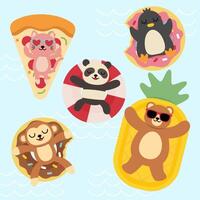 Bundle set of colorful cartoon animal vector