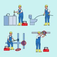 Professional technicians for repairing and solving various equipment problems in the home. vector