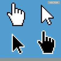 Ilustración de vector de icono de cursor de mano de ratón de pixel