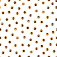Ilustración de vector de patrones sin fisuras bitcoin caída aleatoria. bitcoin crypto moneda icono cantar cayendo en la pantalla aislada sobre fondo blanco estilo de diseño plano