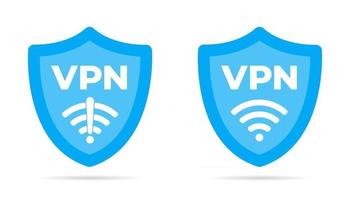 Wireless shield VPN wifi and no vpn icon sign flat design vector illustration set.