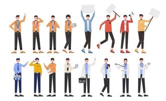 Bundle of many career character 4 sets, 16 poses of various professions, lifestyles, vector