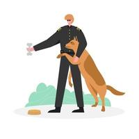 Police dog training for use in the affairs of the police department vector