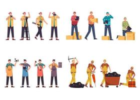 Bundle of many career character 2 sets, 12 poses of various professions, lifestyles, vector