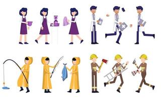 Bundle of many career character 4 sets, 12 poses of various professions, lifestyles, vector