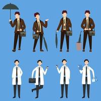 Bundle of many career character 2 sets, 8 poses of various professions, lifestyles, vector