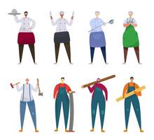 Bundle of many career character 2 sets, 8 poses of various professions, lifestyles, vector