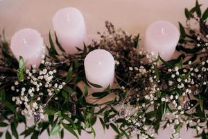 festive traditional candles on table photo