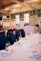 Banquet hall for weddings with decorative elements photo