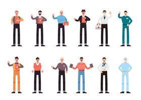 Bundle of many career character sets, 12 poses of various professions, lifestyles, vector