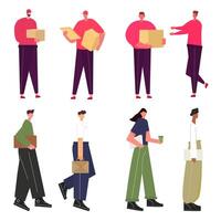 Bundle of many career character 2 sets, 8 poses of various professions, lifestyles, vector