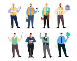 Bundle of many career character 2 sets, 8 poses of various professions, lifestyles, vector