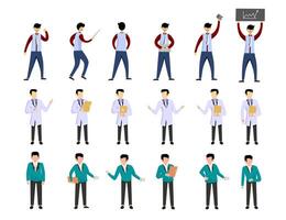 paquete de muchos conjuntos de personajes de carrera 3, 18 poses de diversas profesiones, estilos de vida, vector