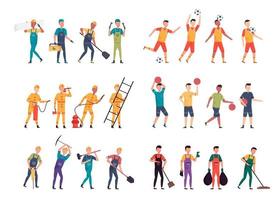 Bundle of many career character 6 sets, 24 poses of various professions, lifestyles, vector