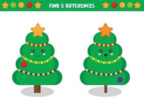 Find differences, christmas trees. vector