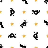 Halloween seamless pattern. Spider on white background. vector