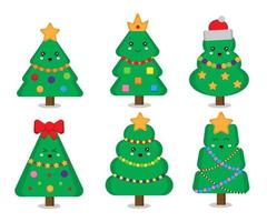 Set of cute christmas trees vector