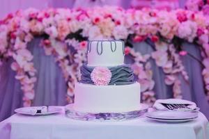 pastel de bodas en la boda de los recién casados foto