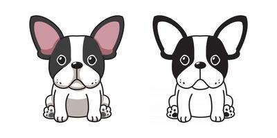 Vector cartoon set of French Bulldog