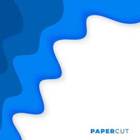 blue papercut style wavy abstract background design vector