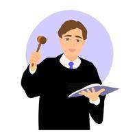 Judge character with hammer vector