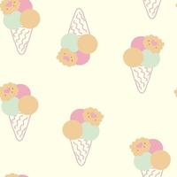 Seamless pattern of ice creams decorated with cookies vector