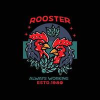 Rooster illustration classic style for tshirt vector