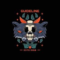 Wollf With Skull orange illustration for tshirt and tattoo vector