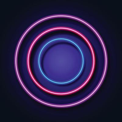 Abstract background with Neon light circle frame on background. Vector illustration